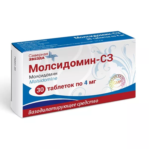 Молсидомин-СЗ таблетки 4мг, №30