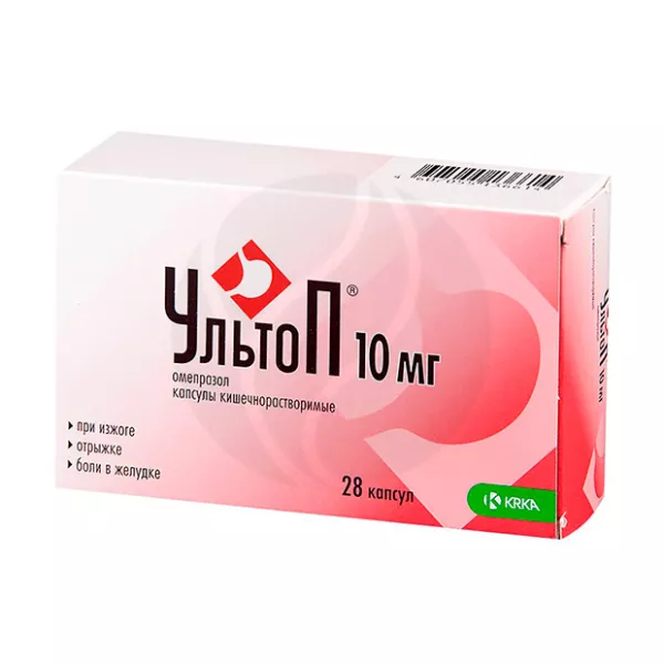 Изображение товара Ультоп капсулы кишечнорастворимые 10мг №28 для лечения кислотозависимых заболеваний