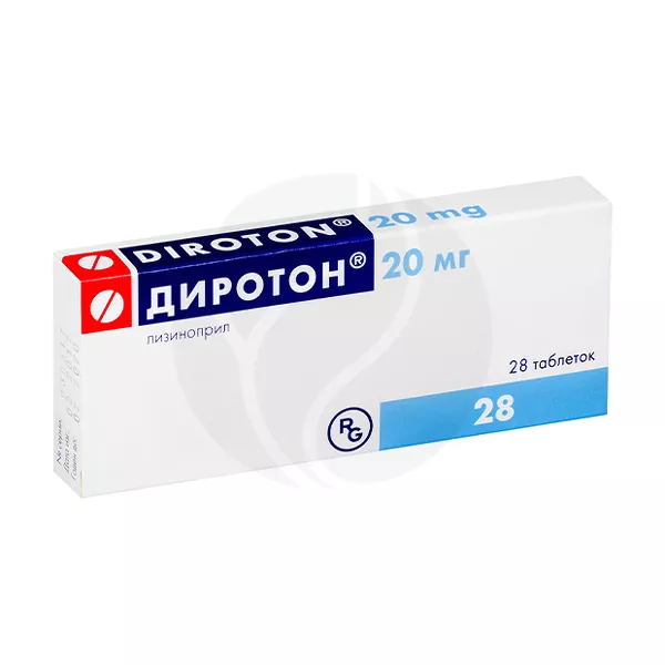 Изображение товара Диротон таблетки 20 мг, 28 шт, Гедеон Рихтер-Рус для гипертензии и сердечной недостаточности Изображение товара Диротон таблетки 20 мг, 28 шт, Гедеон Рихтер-Рус для гипертензии и сердечной недостаточности