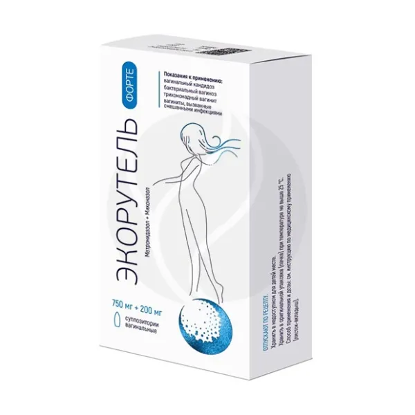 Изображение товара Экорутель Форте вагинальные суппозитории 750мг+200мг, №7 Россия