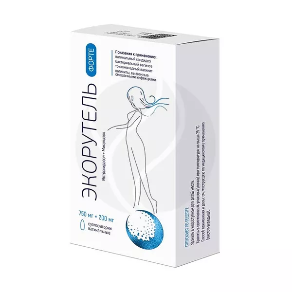 Изображение товара Экорутель Форте вагинальные суппозитории 750мг+200мг, №7 Россия