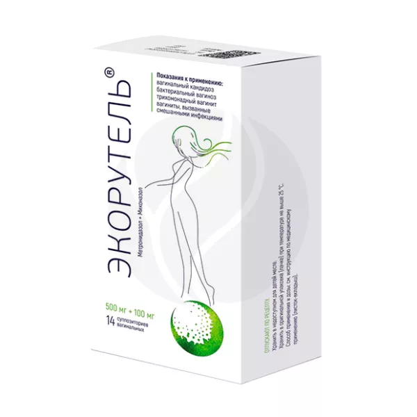 Изображение товара Экорутель вагинальные суппозитории 500 мг + 100 мг №14