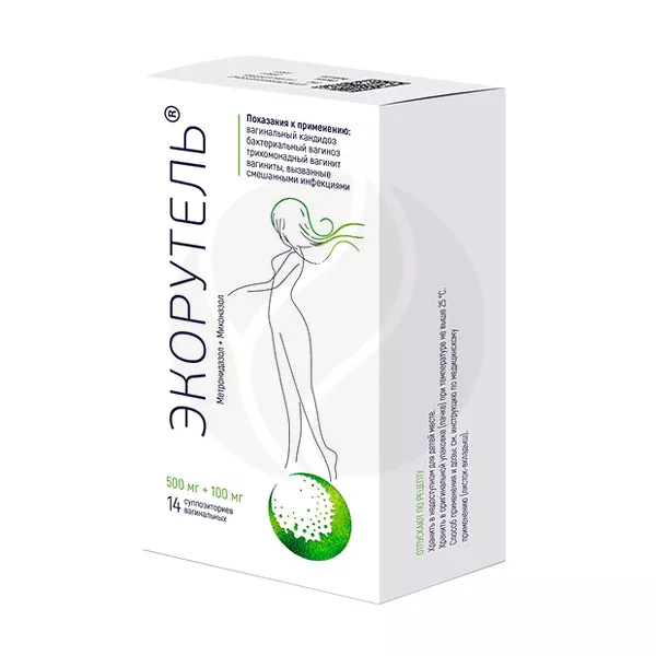 Изображение товара Экорутель суппозитории ваг. 500+100мг, №14
