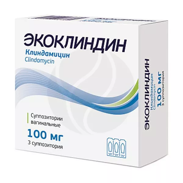 Изображение товара Экоклиндин суппозитории ваг. 100мг, №3 Изображение товара Экоклиндин суппозитории ваг. 100мг, №3