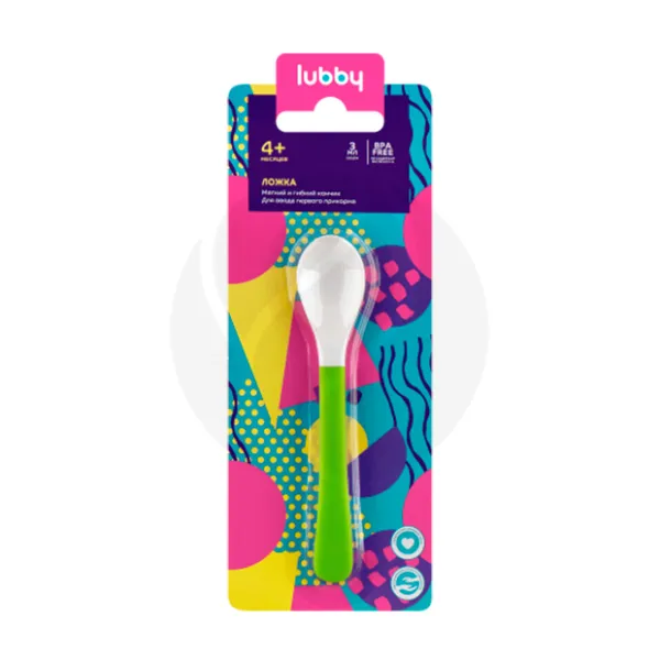 Изображение товара Ложка для кормления Lubby 4+ мес безопасный материал эргономичная ручка