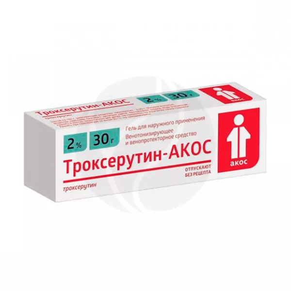 Изображение товара Троксерутин-АКОС гель д/наружн. прим. 2%, 30г Изображение товара Троксерутин-АКОС гель д/наружн. прим. 2%, 30г