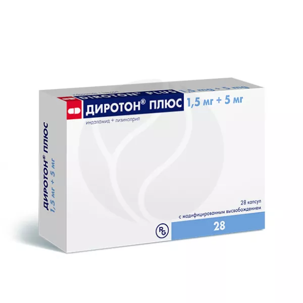 Изображение товара Диротон Плюс капсулы с модифицированным высвобождением 1,5мг+5мг, №28