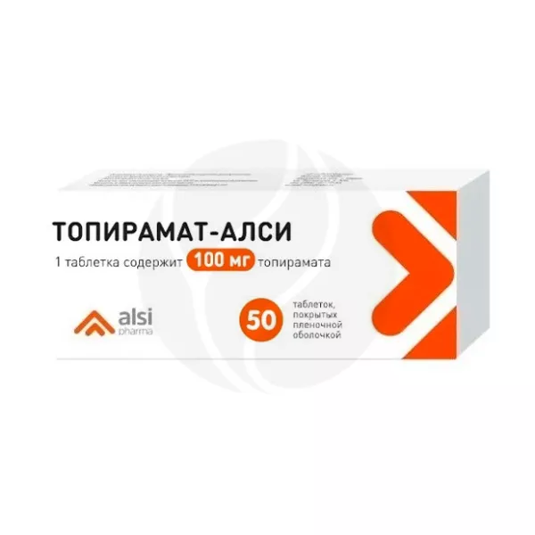 Изображение товара Топирамат-Алси таблетки 100мг для лечения эпилепсии и мигрени, №50