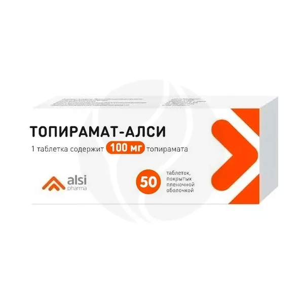 Изображение товара Топирамат-Алси таблетки покрытые 100мг №50 для лечения эпилепсии и мигрени Изображение товара Топирамат-Алси таблетки покрытые 100мг №50 для лечения эпилепсии и мигрени