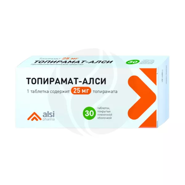 Изображение товара Топирамат-Алси таблетки покрытые 25мг №30 - противоэпилептическое средство для взрослых и детей Изображение товара Топирамат-Алси таблетки покрытые 25мг №30 - противоэпилептическое средство для взрослых и детей