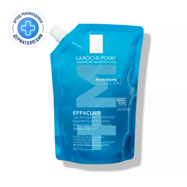 Изображение товара La Roche-Posay Effaclar Очищающий пенящийся гель для жирной, проблемной кожи от прыщей, рефил (сменный блок), 400мл Изображение товара La Roche-Posay Effaclar Очищающий пенящийся гель для жирной, проблемной кожи от прыщей, рефил (сменный блок), 400мл
