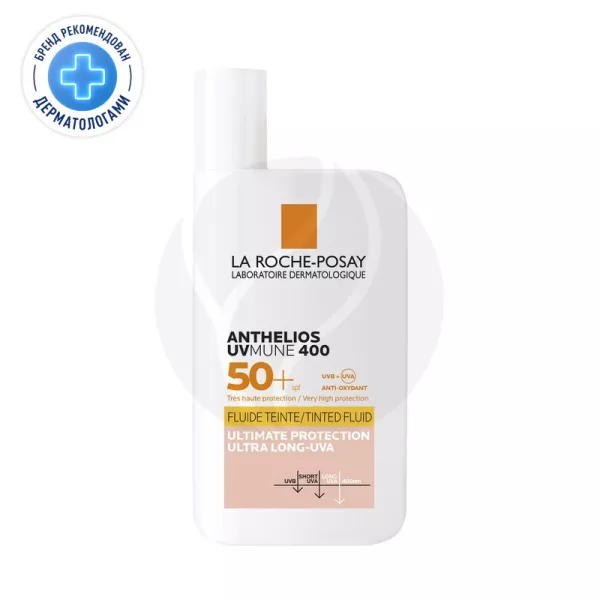 Изображение товара La Roche-Posay Anthelios UVMUNE 400 Тонирующий солнцезащитный крем-флюид для лица и кожи вокруг глаз SPF 50+, 50мл Изображение товара La Roche-Posay Anthelios UVMUNE 400 Тонирующий солнцезащитный крем-флюид для лица и кожи вокруг глаз SPF 50+, 50мл