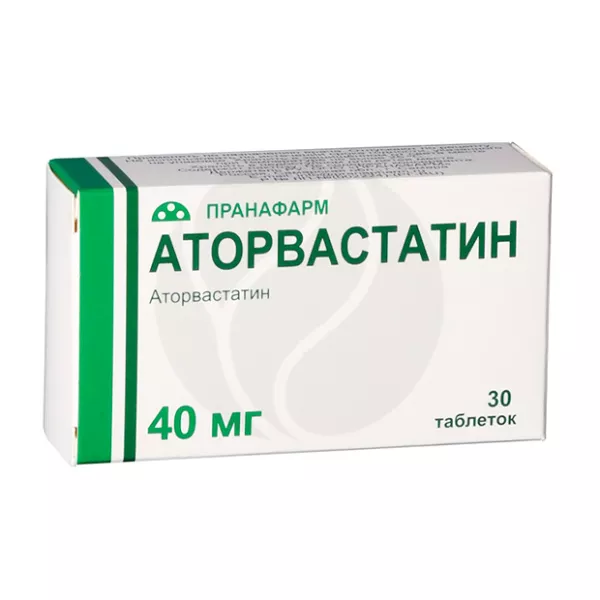 Изображение товара Аторвастатин таблетки покрыт. п/о 40мг, №30 Пранафарм