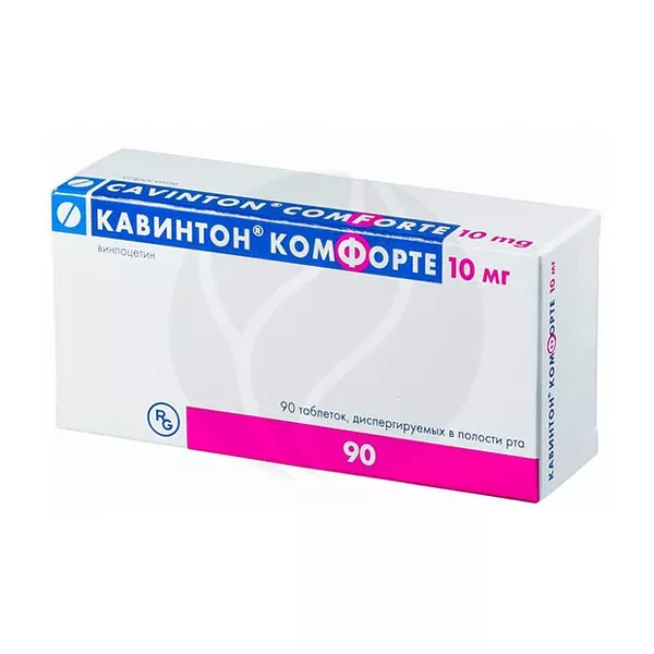 Изображение товара Лекарственный препарат Кавинтон Комфорте 10 мг диспергируемые таблетки Изображение товара Лекарственный препарат Кавинтон Комфорте 10 мг диспергируемые таблетки