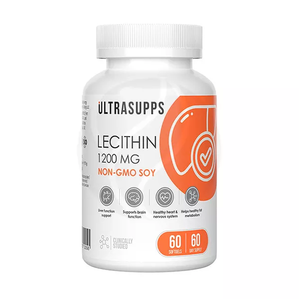 Изображение товара Ultrasupps Лецитин капсулы БАД 60 шт соевый лецитин фосфолипиды 900 мг Изображение товара Ultrasupps Лецитин капсулы БАД 60 шт соевый лецитин фосфолипиды 900 мг