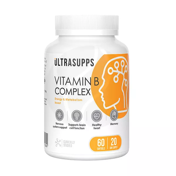 Изображение товара Ultrasupps Витамин В комплекс капсулы 60 шт биодобавка к пище витамины группы В Изображение товара Ultrasupps Витамин В комплекс капсулы 60 шт биодобавка к пище витамины группы В