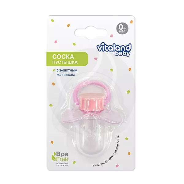 Изображение товара Vitaland силиконовая соска-пустышка с колпачком для детей от 0 месяцев
