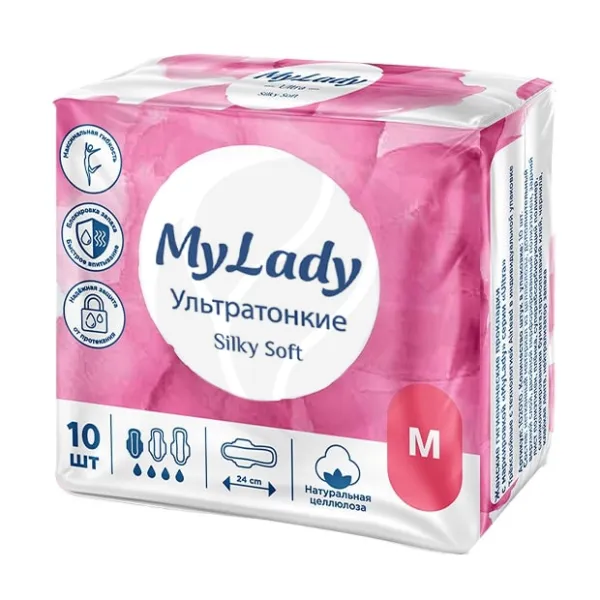 Изображение товара Гигиенические прокладки MyLady Ultra Silky Soft размер М 10 шт ультратонкие с технологией Airlaid