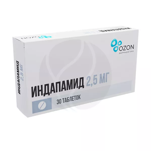 Изображение товара Индапамид таблетки 2, 5 мг, 30 шт. - гипертензия, диуретик, лечение высокого давления