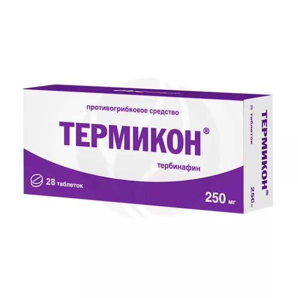 Изображение товара Термикон таблетки 250 мг, противогрибковое средство, 28 таблеток Изображение товара Термикон таблетки 250 мг, противогрибковое средство, 28 таблеток