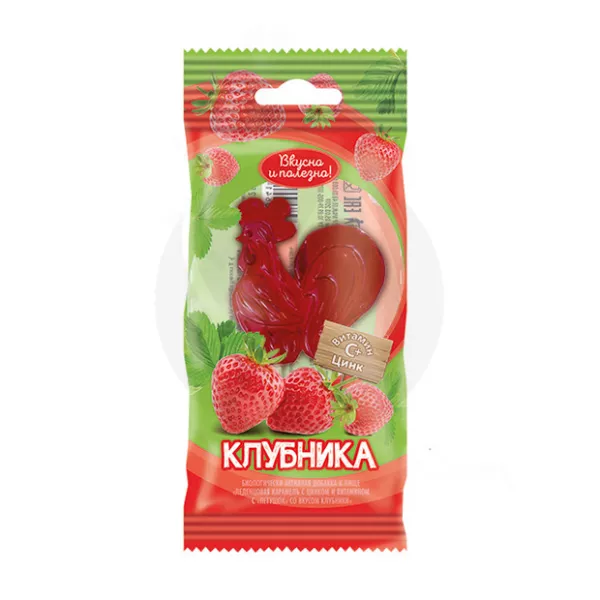 Леденцы петушок клубника с цинком и витамином С, 17г