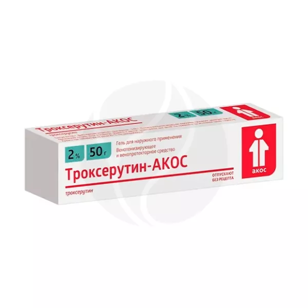 Изображение товара Гель Троксерутин АКОС 2% 50г - венотонизирующее средство для наружного применения Изображение товара Гель Троксерутин АКОС 2% 50г - венотонизирующее средство для наружного применения