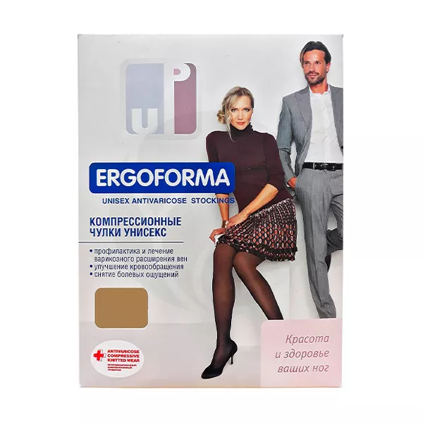 Ergoforma чулки компрессионные унисекс 2кл.компрессии откр.носок арт.EU-226 (р.4) телесный