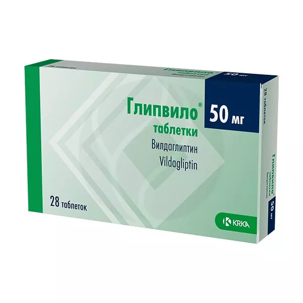 Изображение товара Глипвило таблетки 50мг, 28 штук для лечения диабета 2 типа Изображение товара Глипвило таблетки 50мг, 28 штук для лечения диабета 2 типа