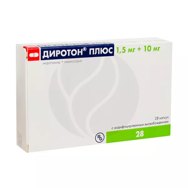 Изображение товара Диротон Плюс капсулы с модифицированным высвобождением 1,5мг+10мг №28