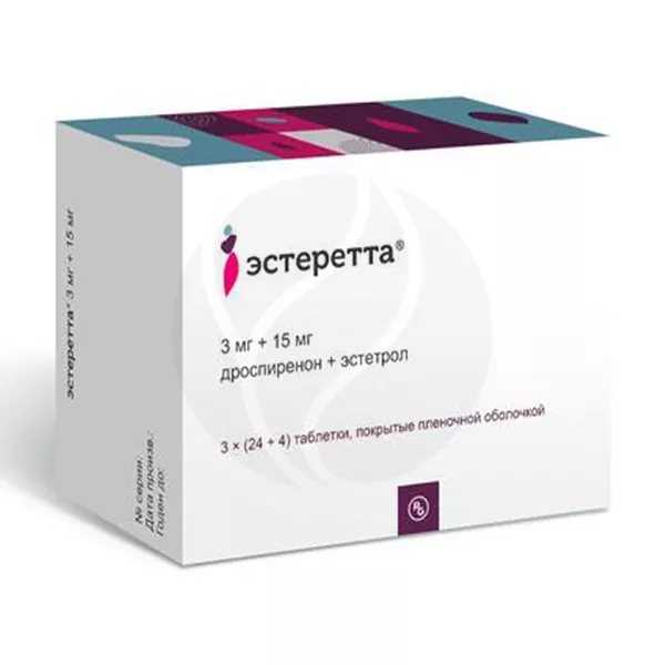 Изображение товара Эстеретта таблетки покрытые пленочной оболочкой 3мг+15мг №84 Венгрия Изображение товара Эстеретта таблетки покрытые пленочной оболочкой 3мг+15мг №84 Венгрия