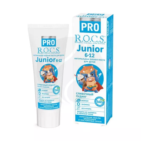 Изображение товара Детская зубная паста R.O.C.S. PRO Junior сливочный пудинг без фтора Изображение товара Детская зубная паста R.O.C.S. PRO Junior сливочный пудинг без фтора