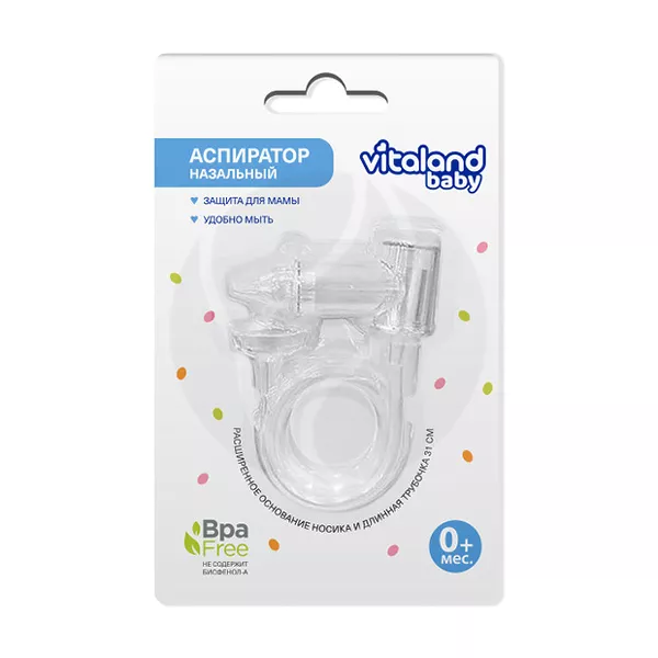 Изображение товара Детский силиконовый назальный аспиратор Vitaland Baby (0+) Изображение товара Детский силиконовый назальный аспиратор Vitaland Baby (0+)