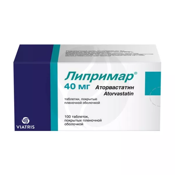 Изображение товара Липримар 40мг таблетки покрытые пленочной оболочкой 100 шт