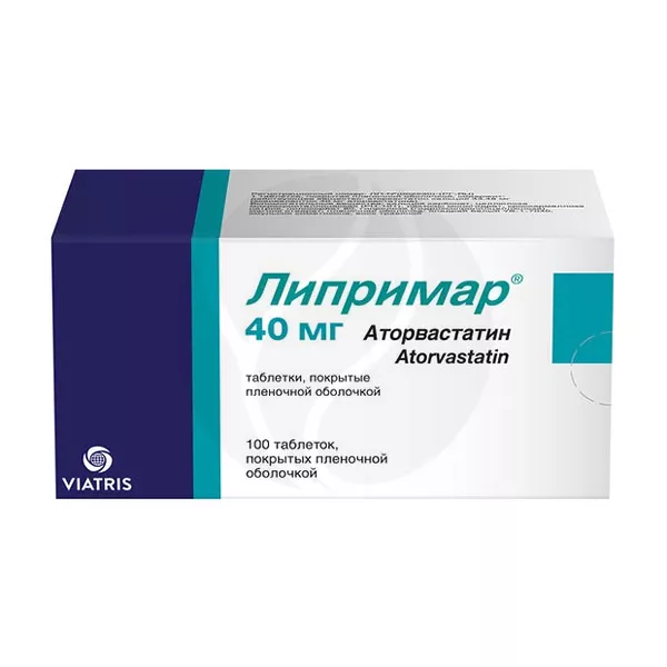 Изображение товара Липримар таблетки покрыт. п/о 40мг, №100 Изображение товара Липримар таблетки покрыт. п/о 40мг, №100