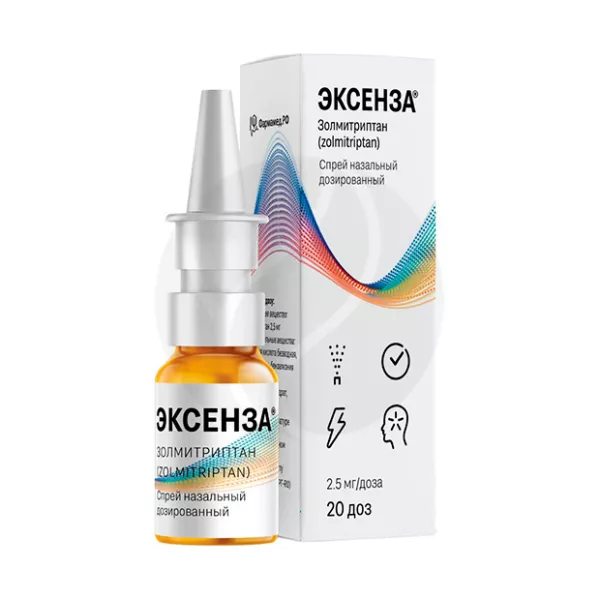 Изображение товара Эксенза спрей назальный 2,5 мг/доза, 20 доз для быстрого лечения мигрени