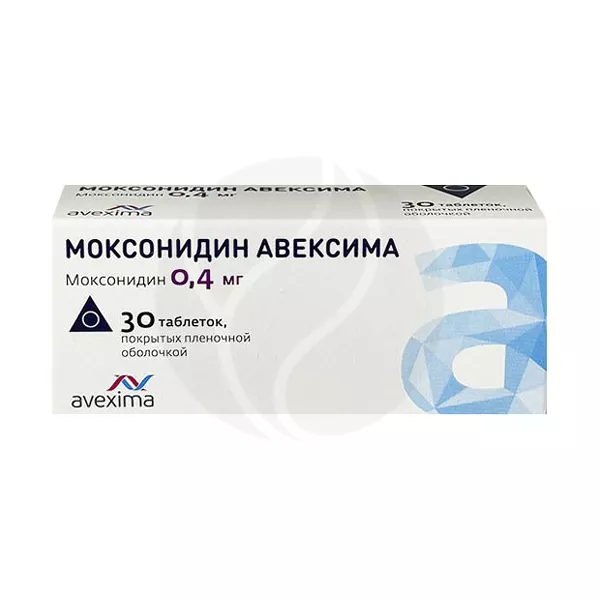 Изображение товара Моксонидин Авексима таблетки покрыт. п/о 0,4мг, №30 Изображение товара Моксонидин Авексима таблетки покрыт. п/о 0,4мг, №30