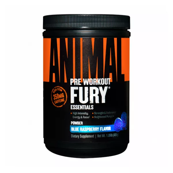 Animal Fury предтренировочный комплекс порошок со вкусом Голубая малина, 495г