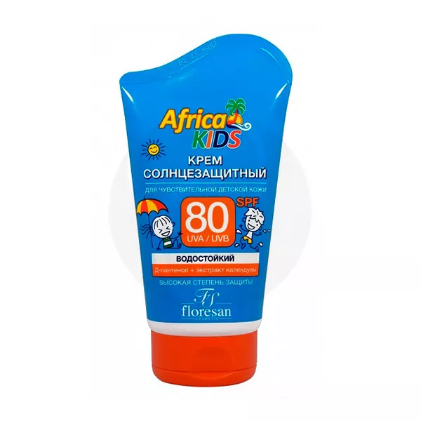Изображение товара Детский солнцезащитный крем Floresan Africa Kids SPF80, водостойкий Изображение товара Детский солнцезащитный крем Floresan Africa Kids SPF80, водостойкий