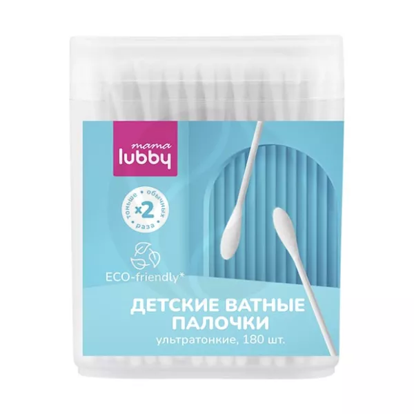 Изображение товара Lubby Mama ультратонкие ватные палочки для детей (0+), 180шт