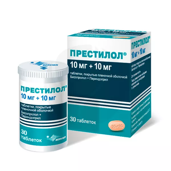 Изображение товара Престилол таблетки покрыт. п/о 10мг+10мг, №30 Изображение товара Престилол таблетки покрыт. п/о 10мг+10мг, №30