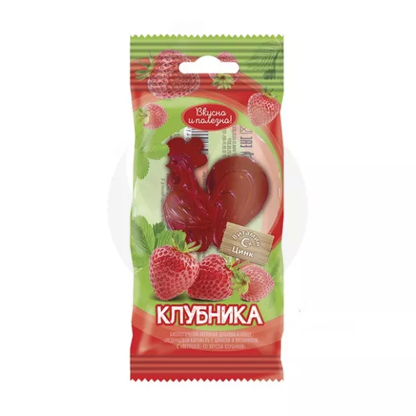 Леденцы петушок клубника с витамином С, 17г