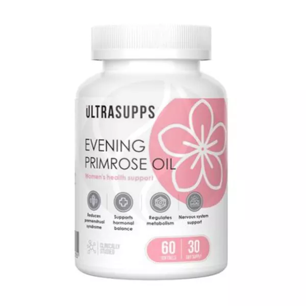 Изображение товара Масло примулы вечерней капсулы Ultrasupps 60 шт ГЛК Омега-6 для здоровья кожи и гормонального балан
