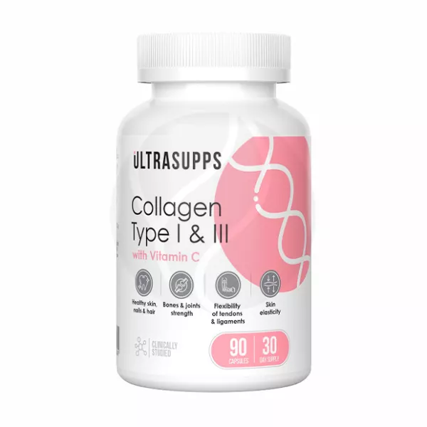 Изображение товара Ultrasupps Коллаген 1 и 3 типа капсулы 90 шт. для здоровья кожи и суставов