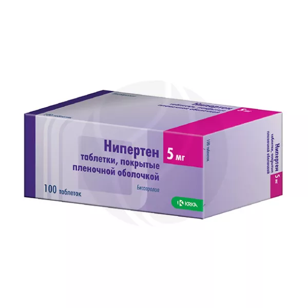 Изображение товара Нипертен таблетки покрытые пленочной оболочкой 5мг, №100 - лечение гипертензии и сердечно-сосудисты