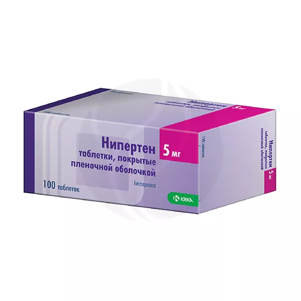 Изображение товара Нипертен таблетки покрытые пленочной оболочкой 5мг, №100 - лечение гипертензии и сердечно-сосудисты