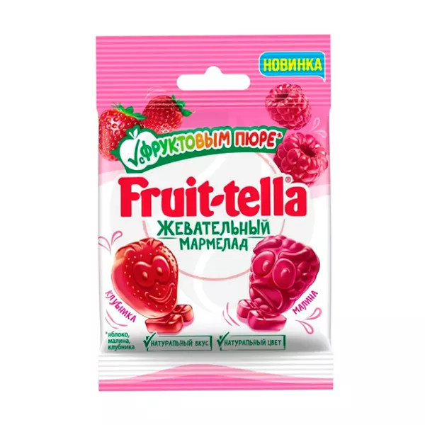 Fruittella мармелад с фруктовым пюре и вкусами клубники, малина, 36г