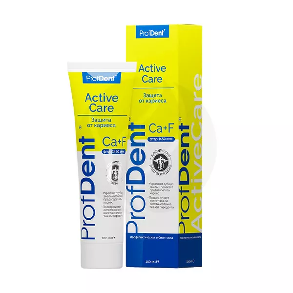 Изображение товара ProfDent Active Care зубная паста против кариеса, 100мл Изображение товара ProfDent Active Care зубная паста против кариеса, 100мл