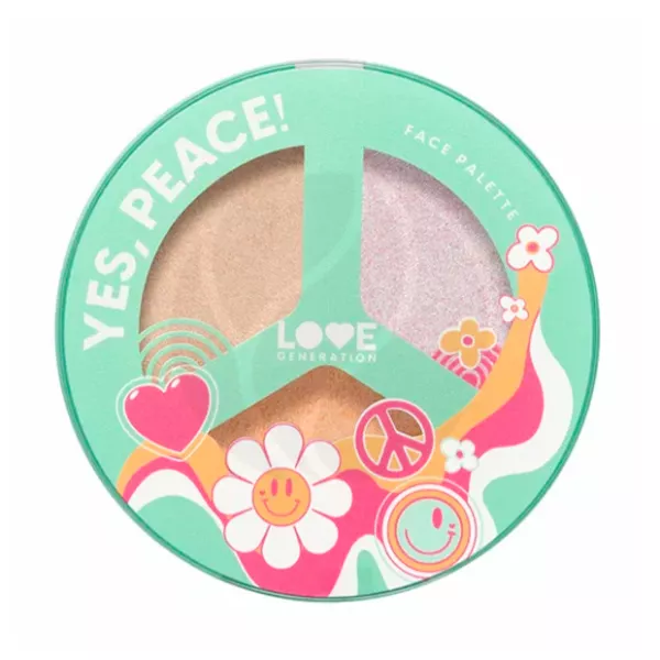 Изображение товара Love Generation Палетка для лица Yes, Peace румяна и хайлайтер, тон 04, веганские