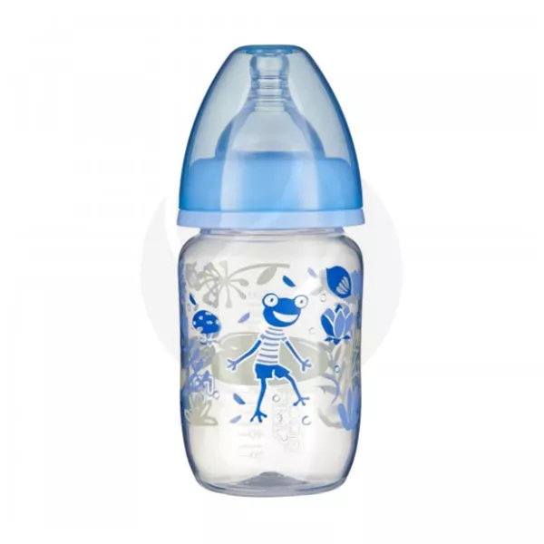 Пома бутылочка для кормления с силиконовой соской с широким горлом (0+мес) цвет синий, 180мл