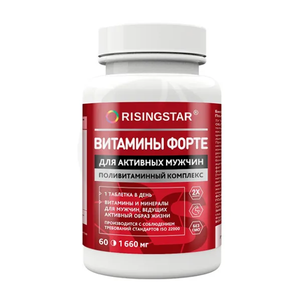 Изображение товара Risingstar Витамины форте комплекс для мужчин таблетки, №60 В-мин+